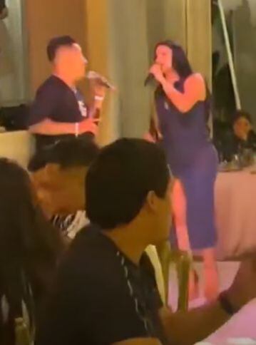 Cueva y Pamela Franco en cumple de Aladino