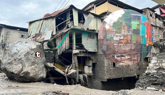 Desborde del río Sankirhuato inunda viviendas en el Vraem