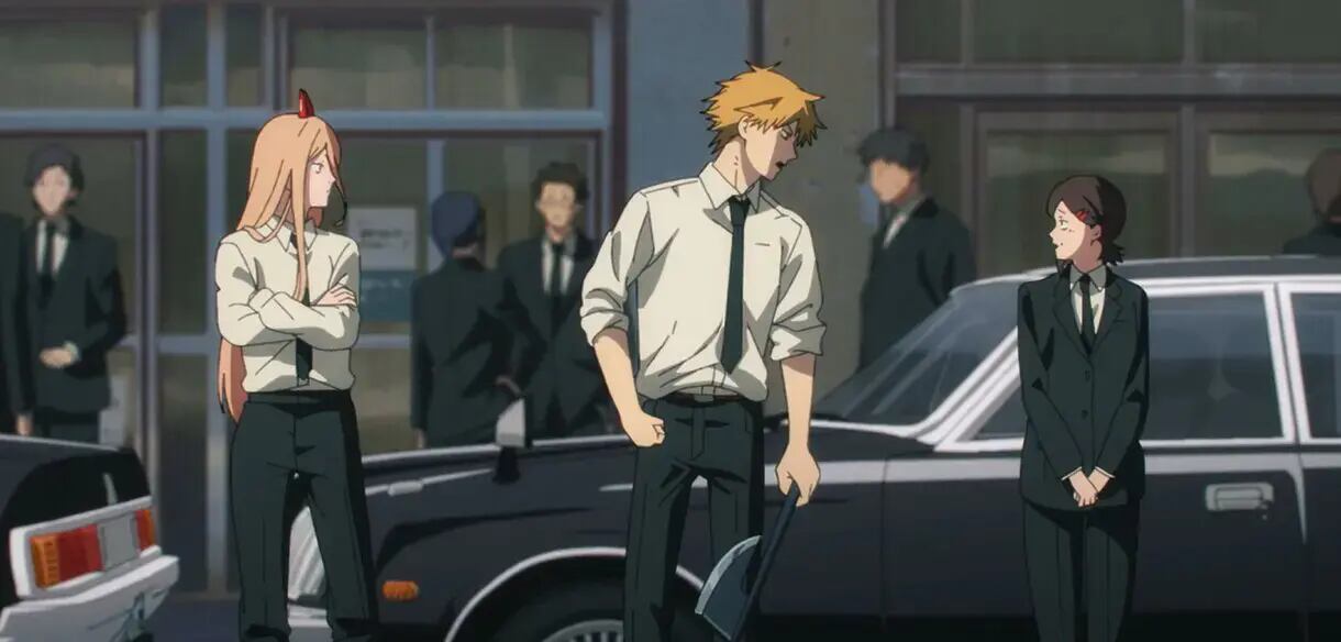 Power, Denji y Kobeni son personajes de Chainsaw Man.