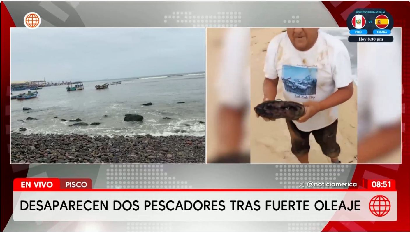 Pertenencias de los pescadores desaparecidos fueron encontrados en la orilla. Foto: América noticias