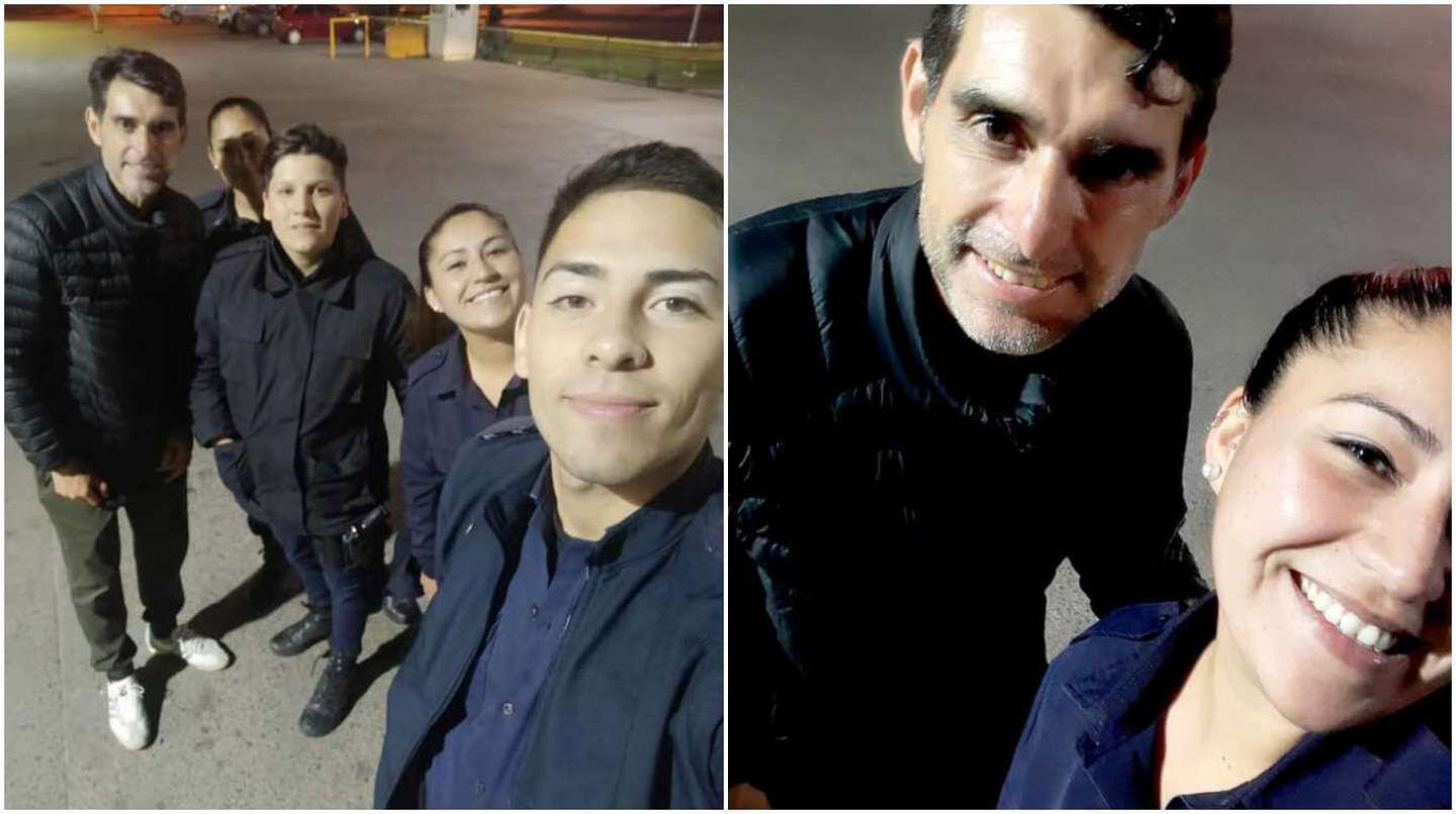 Tras tomarle la denuncia, los policías no dejaron pasar la oportunidad de un 'selfie'