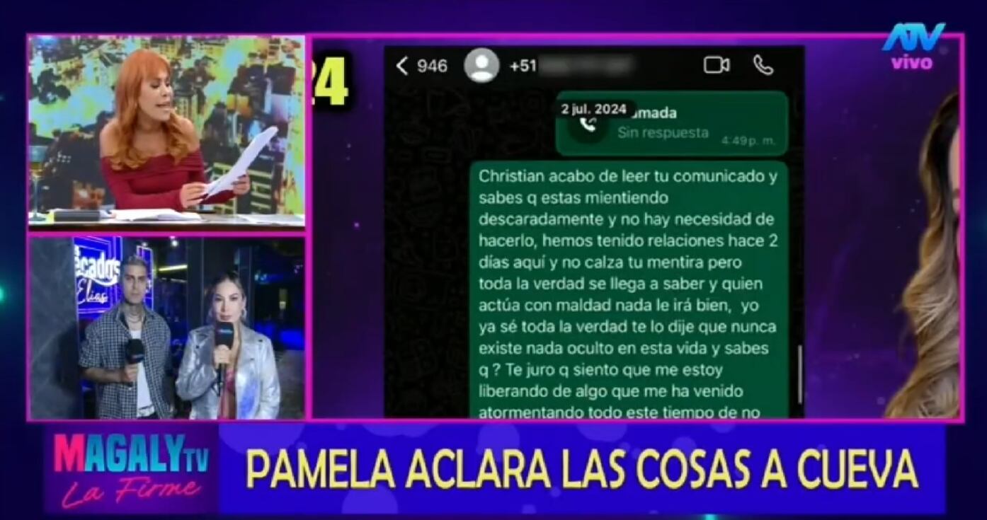 Pamela López evidencia a Christian Cueva con chat que le envió el 2 de julio del 2024.