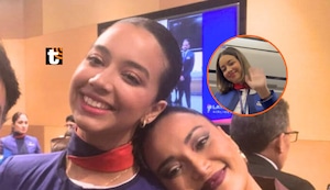 Mariella Zanetti capta a su hija trabajando como tripulante de cabina y la acompaña en viaje: “¡Ay, mi bebé!”