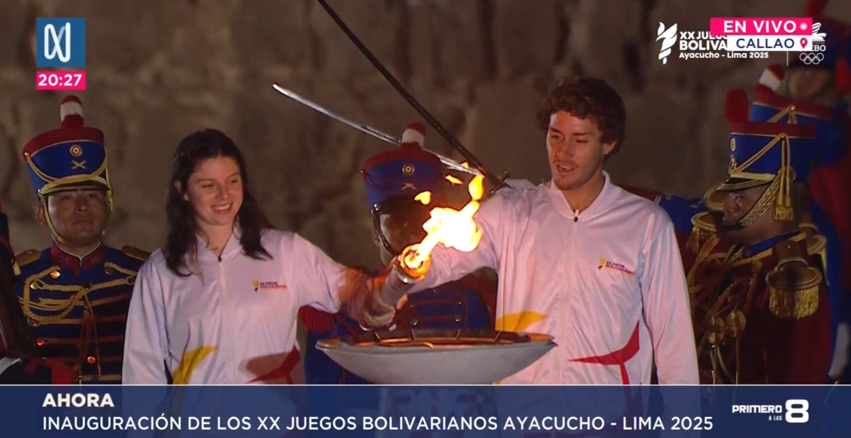 Así se prendió el pebetero de los Juegos Bolivarianos 2025 en la Fortaleza del Real Felipe.