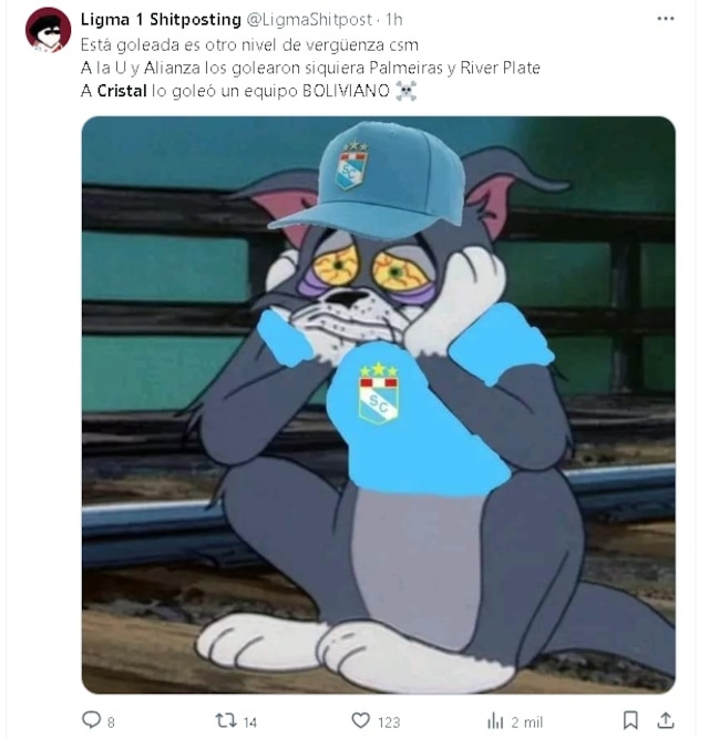 La derrota 6-1 de Sporting Cristal ante el Always Ready fue material para muchos memes en redes sociales.