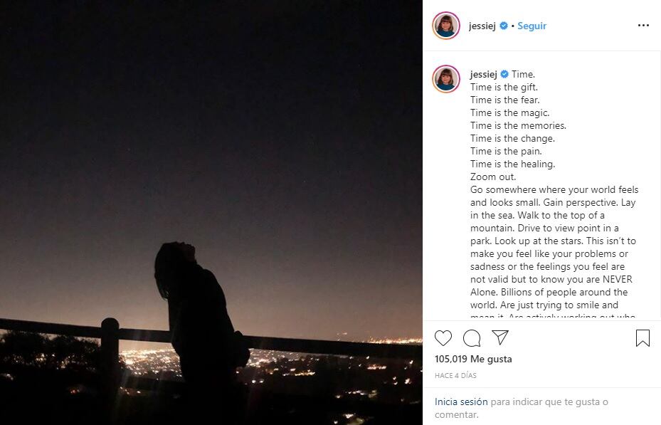 La cantante rescató que el “tiempo” es lo mejor que nos puede pasar (Foto: Instagram)