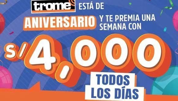 Trome sortea 4 mil soles al día por su aniversario