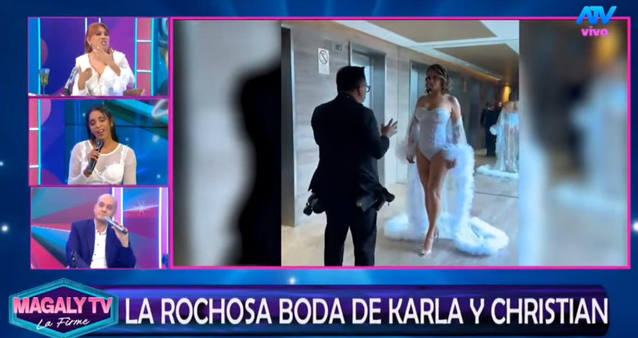 Magaly Medina raja del look de Karla Tarazona para toma de fotos el día de su boda con Christian Domínguez.