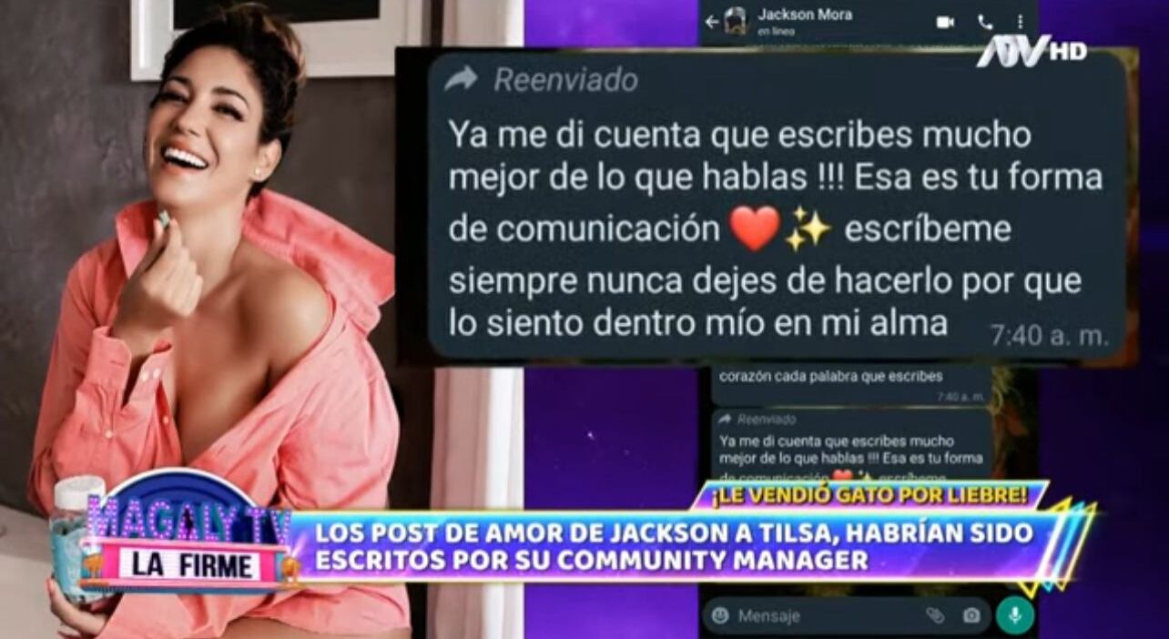 Mensaje de Tilsa Lozano a Jackson Mora (Captura de pantalla: ATV).