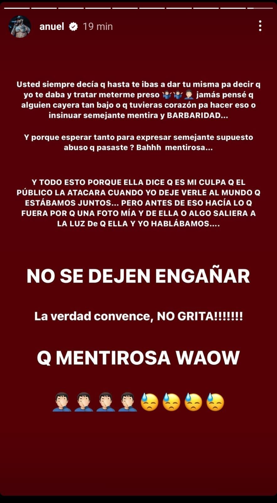 Anuel AA le respondió a Yailin La Más Viral, quien lo acusó de agresiones físicas durante su embarazo (Foto: Anuel AA / Instagram)