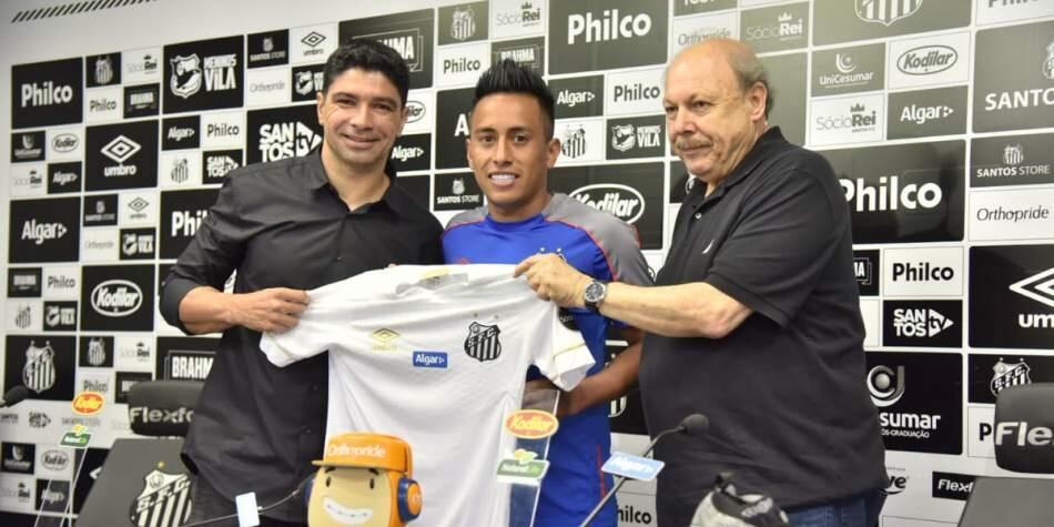 La presentación de Christian Cueva en el Santos de Brasil. (Foto: @SantosFC)