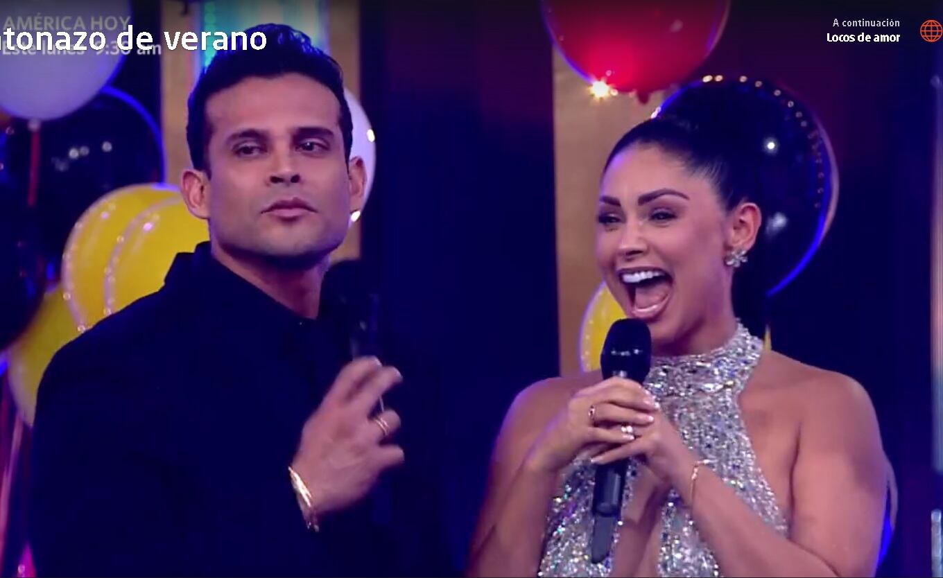 Pamela Franco y Christian Domínguez cuando todo era felicidad. (Captura América TV)