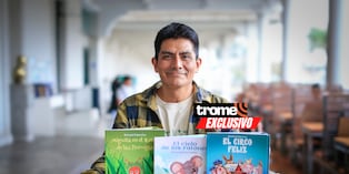 Richard Palomino y sus libros infantiles. Foto: César Bueno