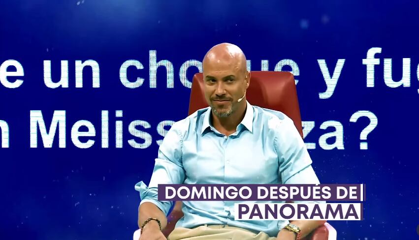 Bruno Agostini y su gesto cuando le preguntan si tuvo un 'choque y fuga' con Melissa Loza.