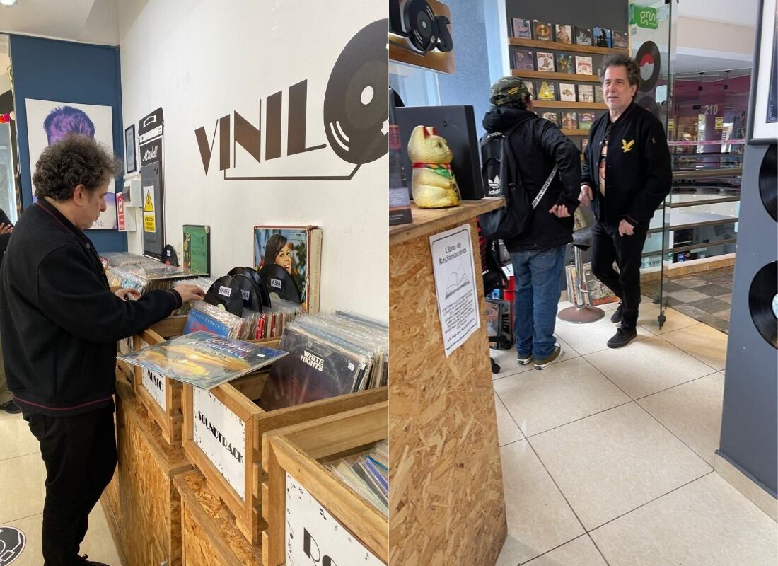 Andrés Calamaro visitó una tienda de vinilos en Miraflores durante su paseo por las calles de Lima. (Foto: Cortesía)