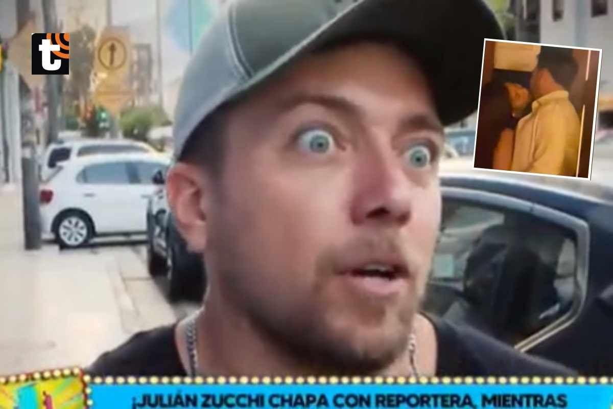 Julian Zucchi ampayado con joven reportera; según Amor y Fuego. (Captura Willax)