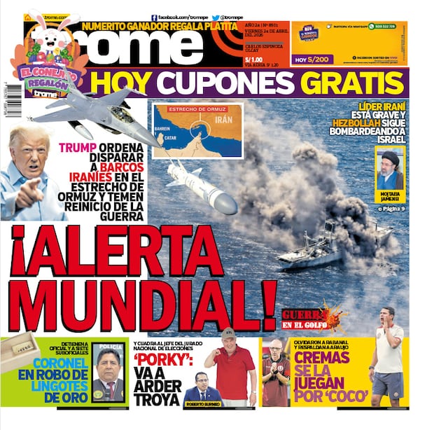 Portada Trome viernes 24 de abril del 2026