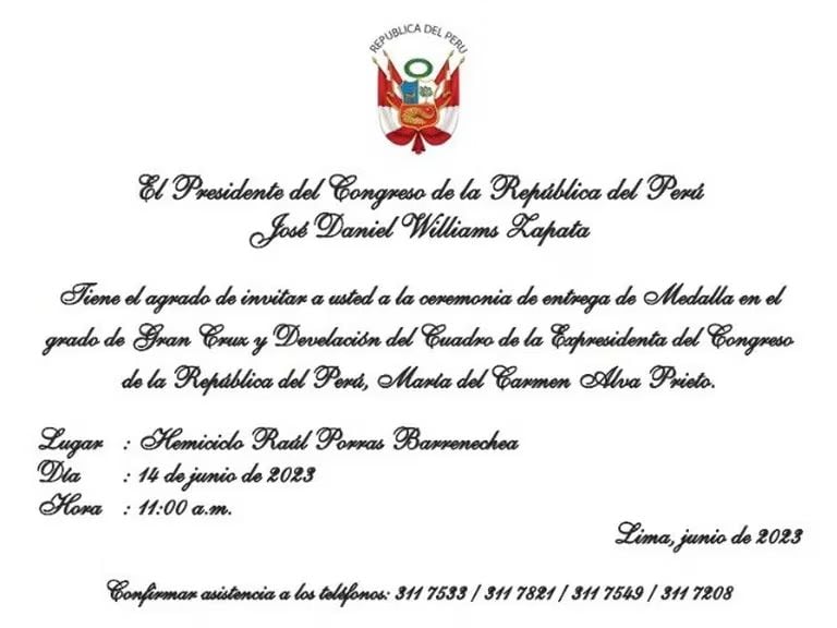 Invitación del Congreso.