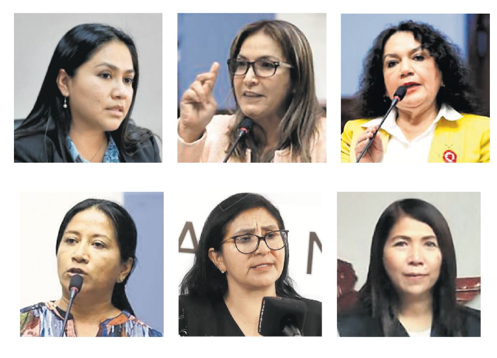 Heidy Juárez, Magaly Ruiz, María Acuña, Rosío Torres, Katy Ugarte y María Cordero son las congresistas denunciadas por recortar el sueldo de sus trabajadores.