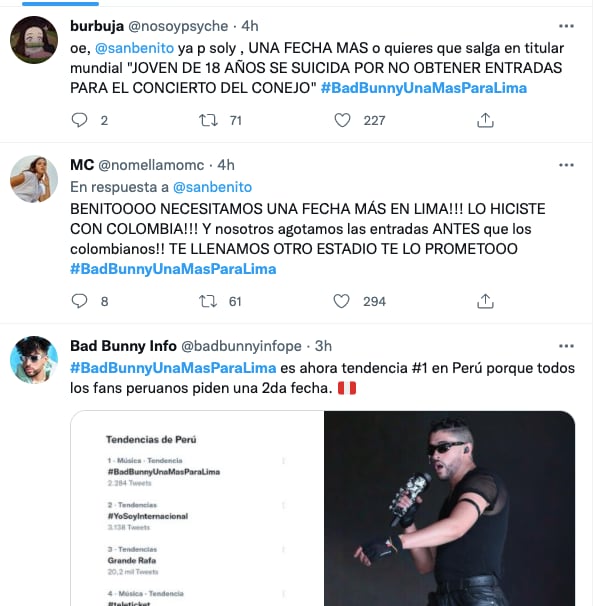 Bad Bunny en Lima: Seguidores piden una segunda fecha tras agotarse todas las entradas