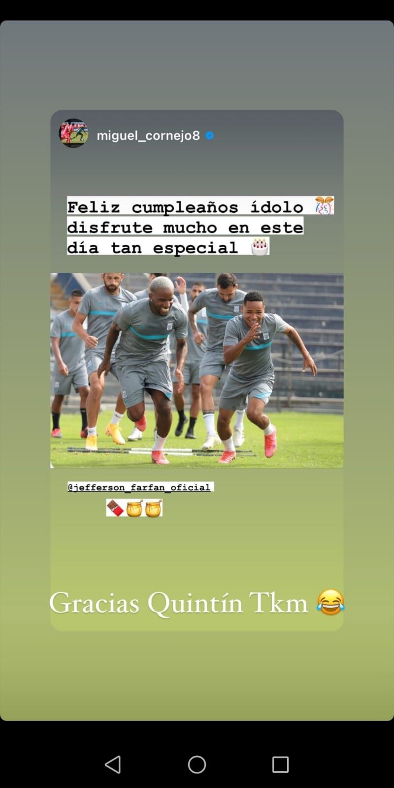 Jefferson Farfán recibió el saludo de varios colegas del medio futbolístico. Foto: Instagram.