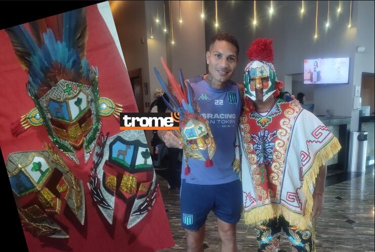 Gladiador Cholo entregó máscara a Paolo Guerrero previo al partido de Racing vs Nublense por la Copa Libertadores. (Entrevista: Isabel Medina / Trome).