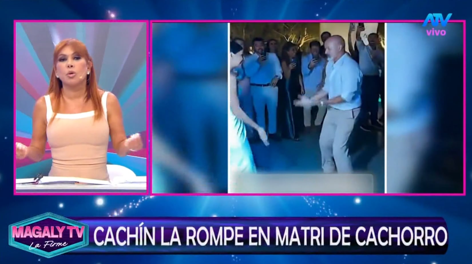 Magaly Medina critica a Carlos Alcántara por su manera de bailar en la boda de su hijo.