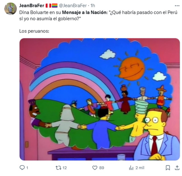 Usuarios crean divertidos memes por el extenso discurso de Dina Boluarte.