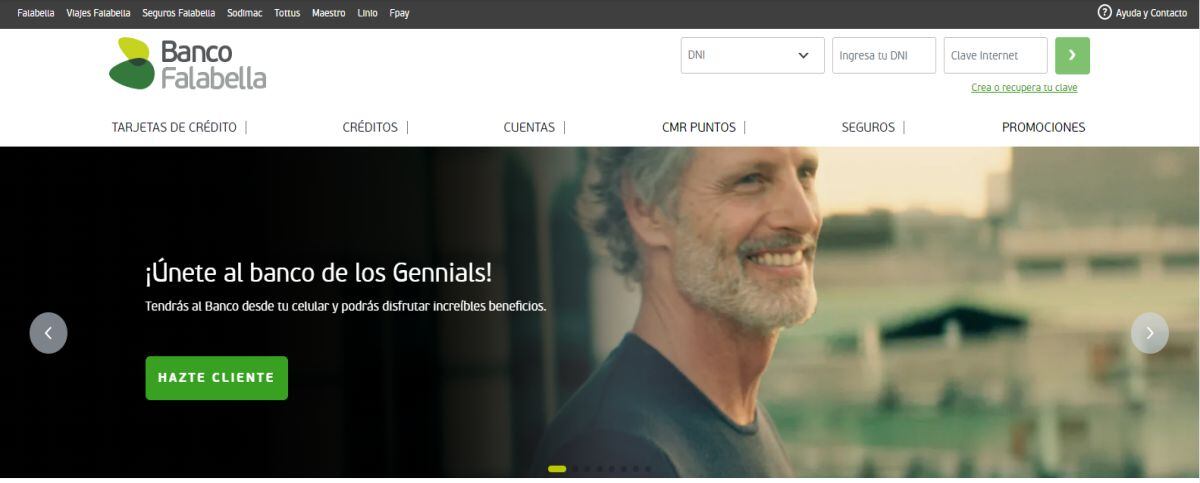 Para ingresar a la banca por Internet de tu entidad financiera, por lo general tu usuario está asociado a tu número de documento de identidad, como en este caso (Imagen: Banco Falabella)