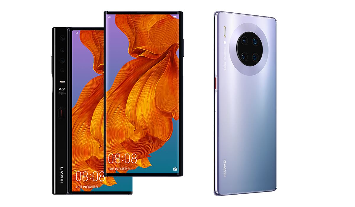 Entre algunos productos que la compañía exhibe están el Huawei Mate X y el Mate 30 Pro. (Foto: Huawei)