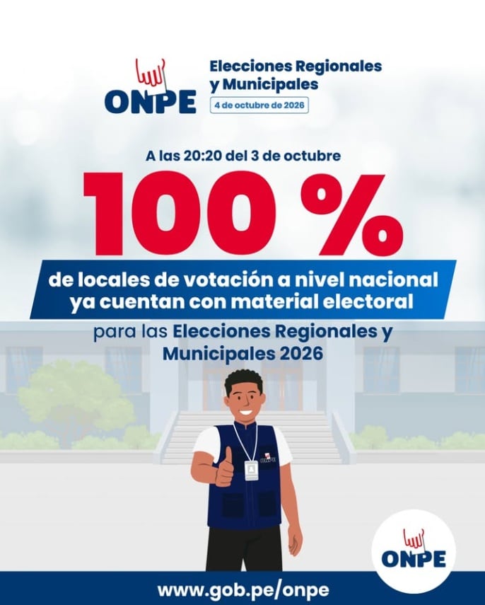 La ONPE anunció que el 100% del material electoral ya fue distribuido. (ONPE)