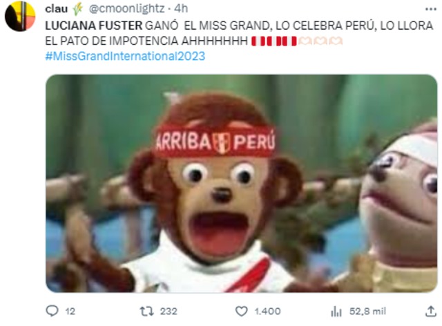 Usuarios de redes sociales se volcaron a Twitter para celebrar la coronación de Luciana Fuster en el Miss Grand 2023 con divertidos memes.