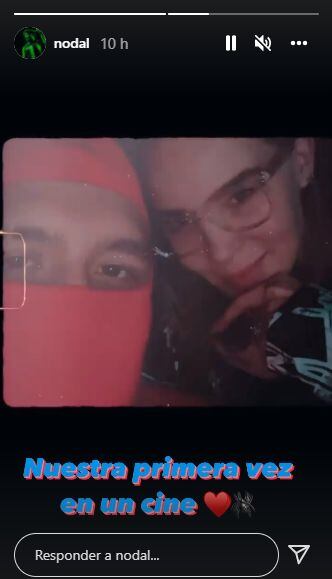 Belinda y Christian Nodal fueron por primera vez juntos al cine para ver "Spider-Man: No Way Home". (Foto: Captura de IG)