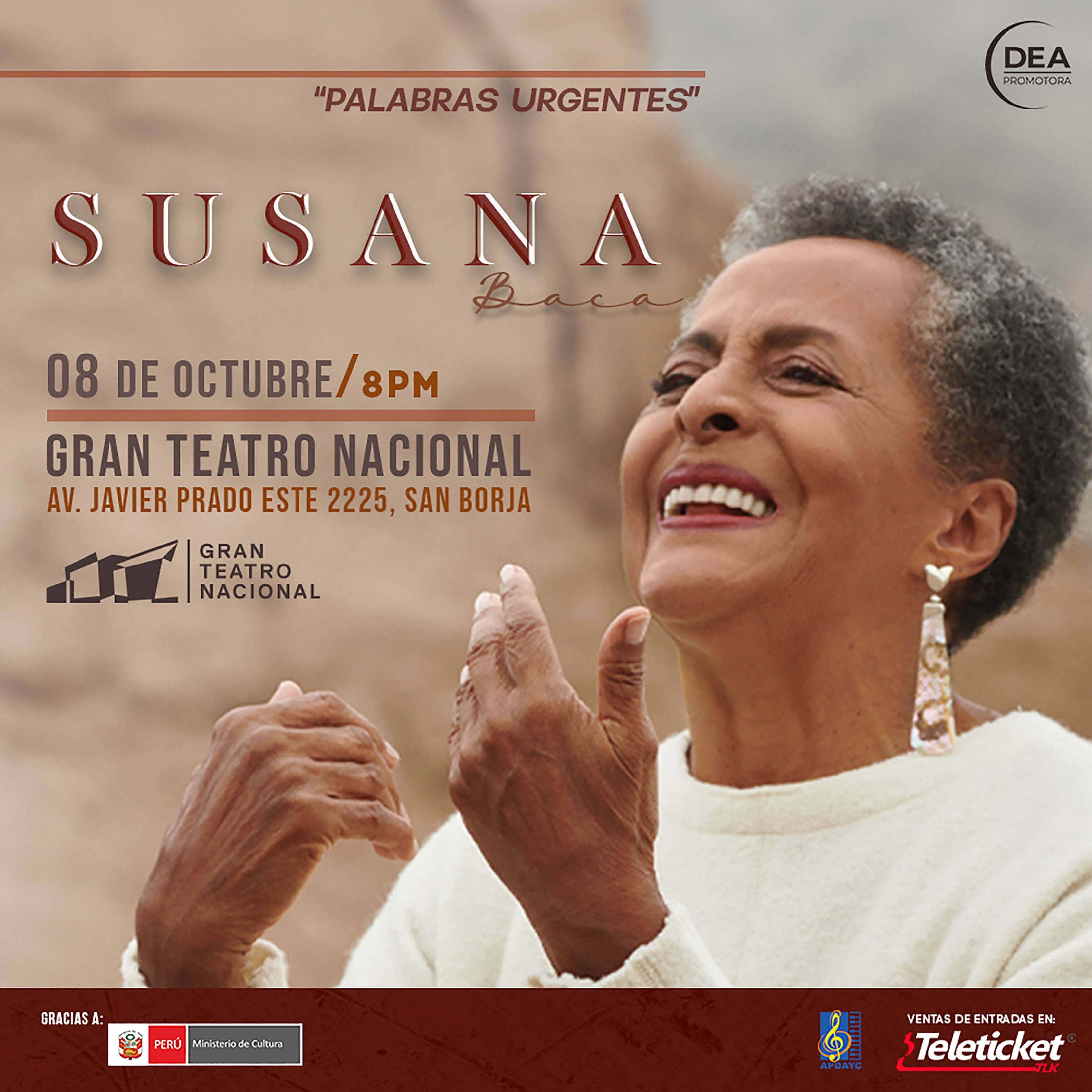 Susana Baca vuelve al Gran Teatro Nacional en el concierto “Palabras Urgentes”. (Foto: Instagram)