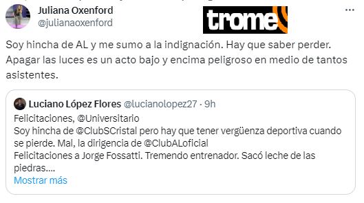 Juliana Oxenford critica a dirigentes de Alianza Lima.