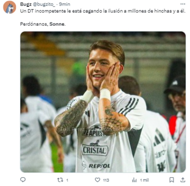 Usuarios de las redes sociales se solidarizan con Oliver Sonne porque no pudo jugar ni un minuto del Perú vs. Venezuela