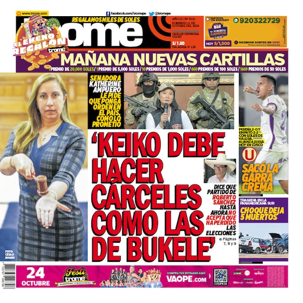 Portada Trome domingo 11 de octubre del 2026