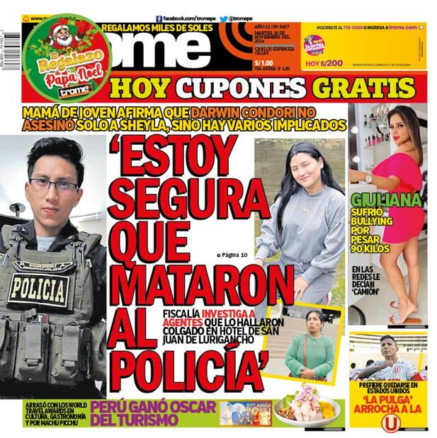 Portada impresa de Trome del martes 26 de noviembre de 2024