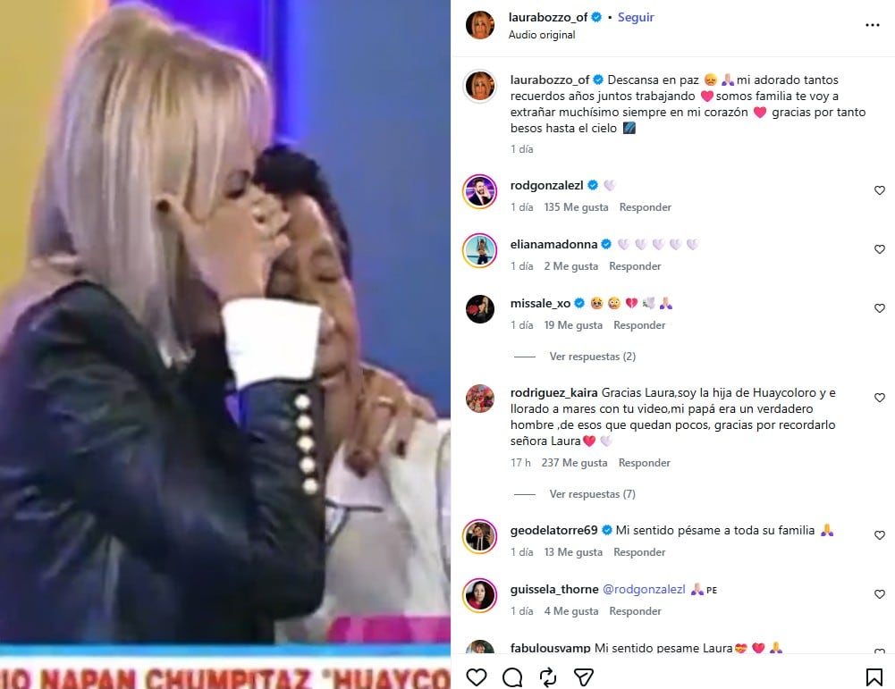 Laura Bozzo despide con dolor a ‘Huaycoloro’, su entrañable amigo.