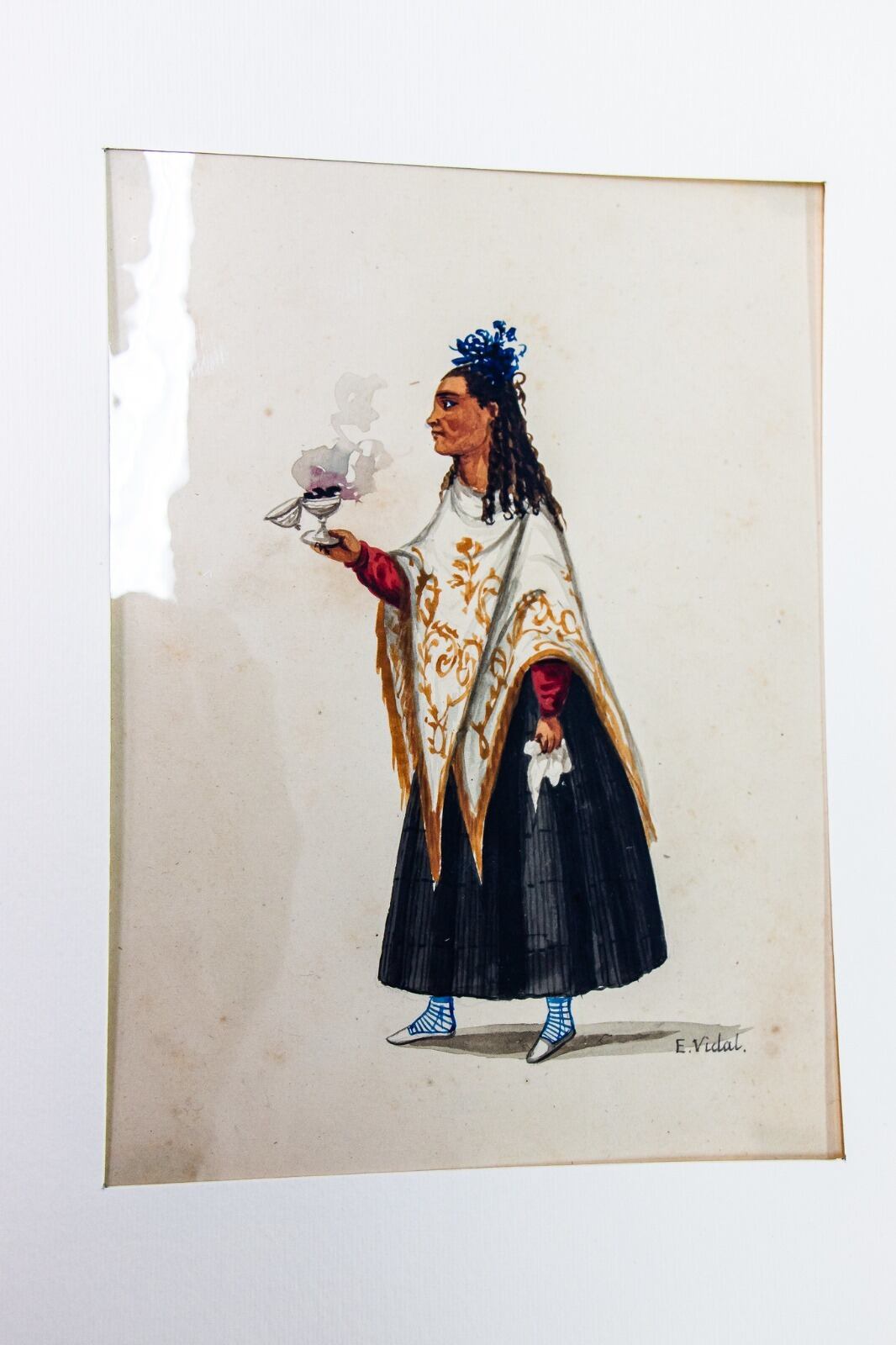 Pintura antigua referente a los devotos del Señor de los Milagros, conservada por la Biblioteca Nacional del Perú.