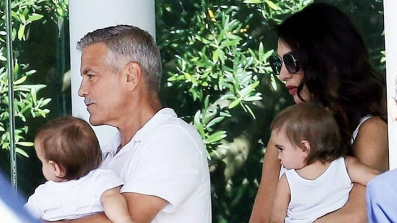 George Clooney y Amal con sus mellizos (Foto: LatFan)