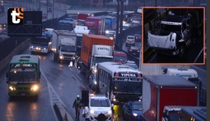 Rímac: camión se incendia en Vía Evitamiento y genera gran congestión vehicular