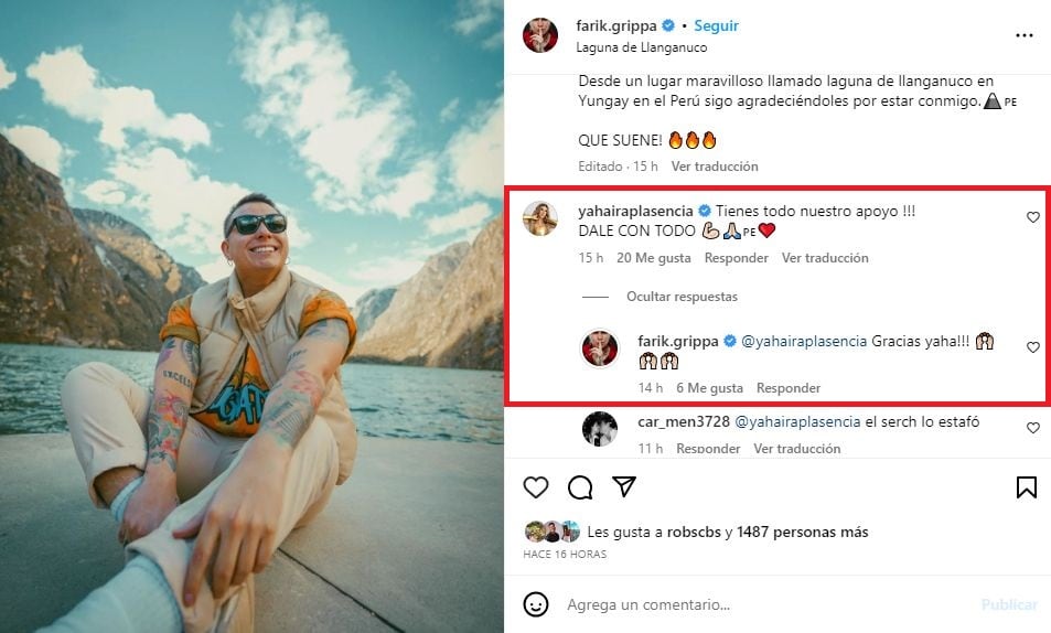 Yahaira Plasencia se pronunció en un reciente post que Farik Grippa compartió en Instagram. (Foto: Captura)