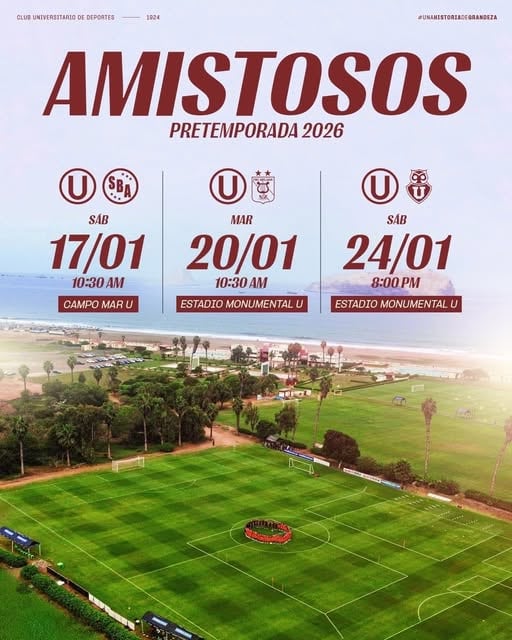 Universitario presentó su cronograma de partidos amistosos de preparación para la temporada 2026.