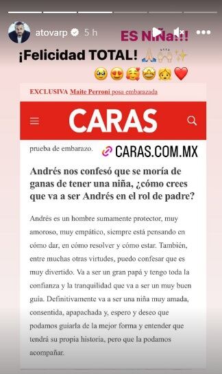 Maite Perroni espera una niña. (Foto: @atovarp).