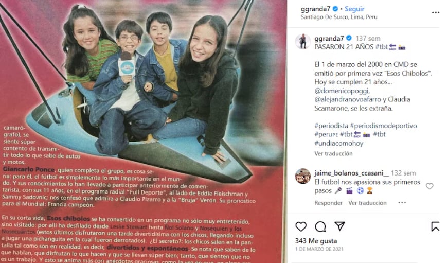 Giancarlo Granda formó parte de 'Esos Chibolos' en CMD cuando era un niño.