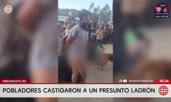Ronderos castigaron a presunto ladrón de colegio en Andahuaylas. Foto: América Noticias