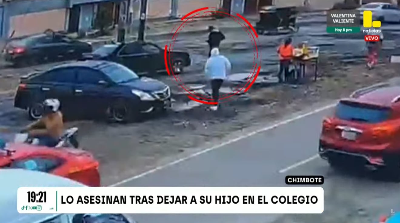 Sicario asesinó de diez balazos a padre de familia, luego de que dejara a su hijo en el colegio en Chimbote.