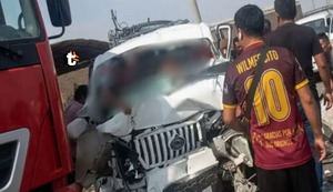 ¡Tragedia en Lambayeque! Niño de 5 años y chofer mueren en choque entre miniván y tráiler cargado de arroz