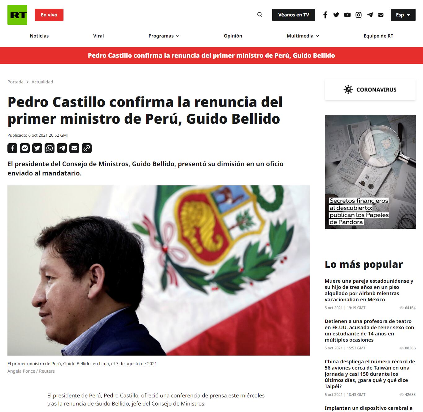 Guido Bellido en RT.